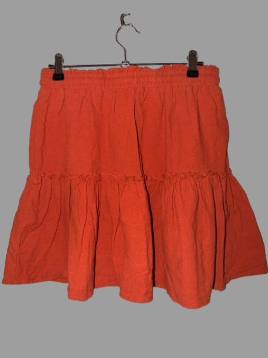 Relipop Flared Tiered Drawstring Mini Skirt in Rust | Size Medium - Picture 4 of 4